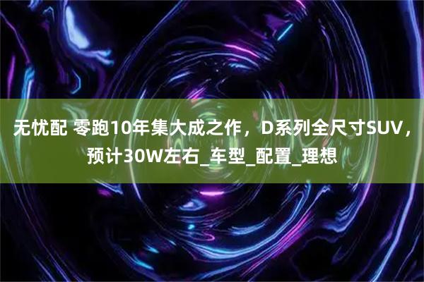 无忧配 零跑10年集大成之作，D系列全尺寸SUV，预计30W左右_车型_配置_理想